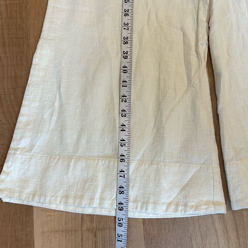 Anthropologie Button Front Belted Wide Leg Crop Jumpsuit Cream Size 00 Linen - Picture 11 of 16
